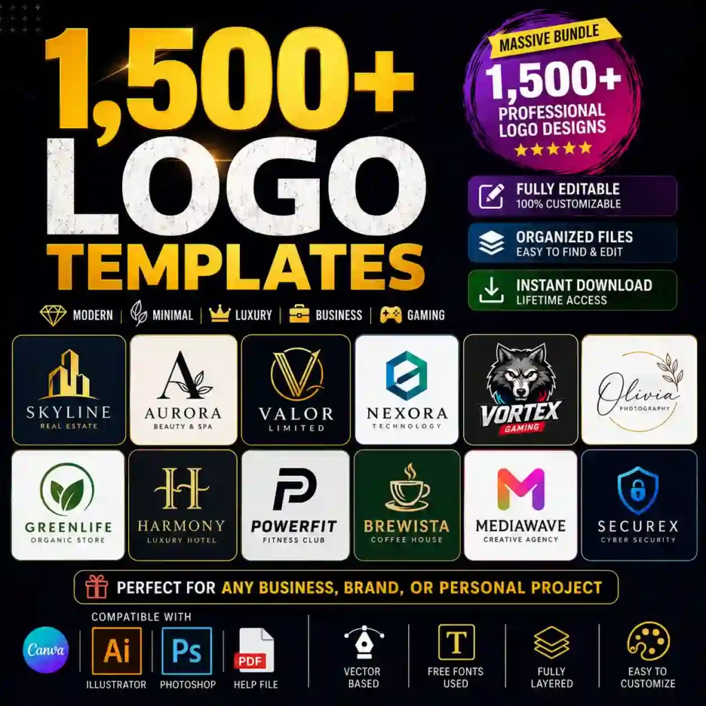 1,500+ Logo Templates Bundle