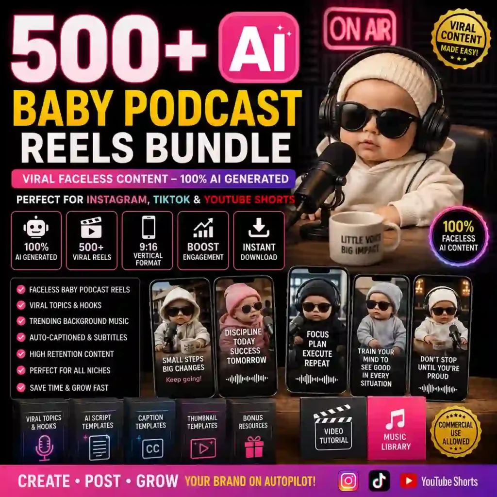 500+ AI Baby Podcast Reels Bundle